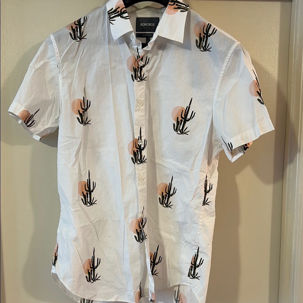 Bonobos White Cactus Print Men's Shirt